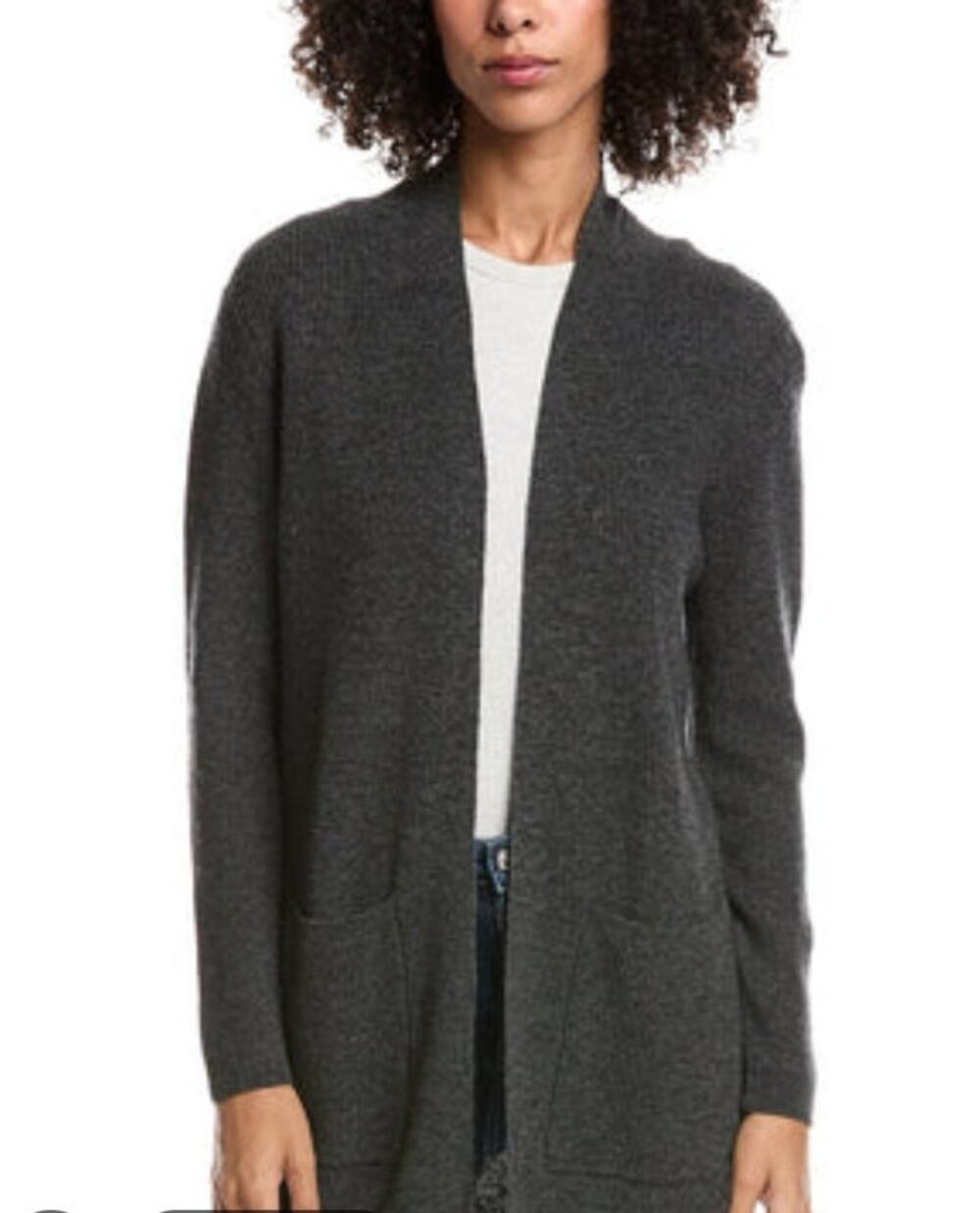 Eileen Fisher Wool Blend Long Cardigan PS Marled Minimalist Earthy Layering